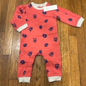 NWT Peek Organics little monsters orange red coverall one piece baby boy